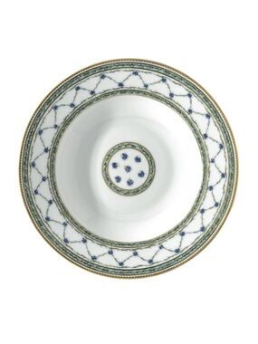 Raynaud Porcelain Bowl with Blue Floral and Gold Accents
